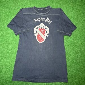 Vintage 60s 70s Alpha Phi Sorority T-shirt, Syracuse University College (Medium)
